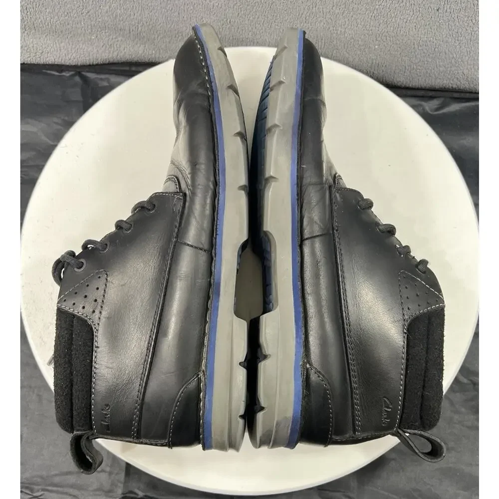 Clarks Varick Hill Chukka Ankle Boots Lace Up Black Blue Leather Men Size 11